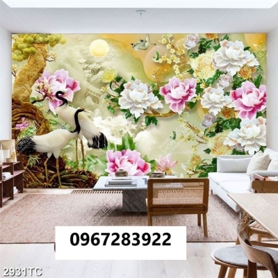 Tranh gạch đẹp hoa mẫu đơn trang trí