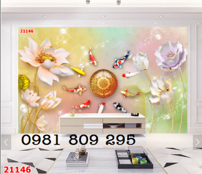 Mẫu tranh gạch - gạch tranh 3d hoa sen