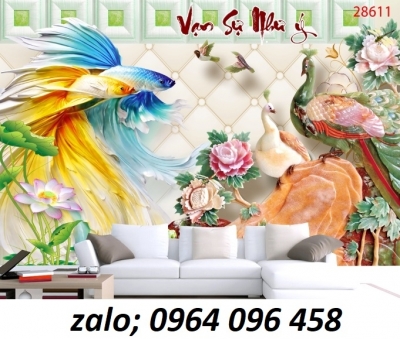 Tranh gạch 3d chim công - XBC32