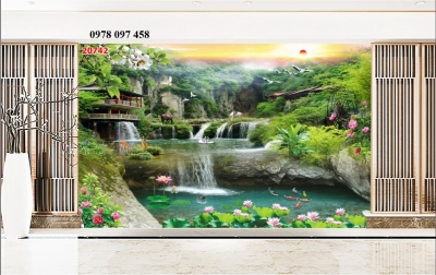 Tranh phong cảnh thiên nhiên giao hòa - gạch tranh 3D