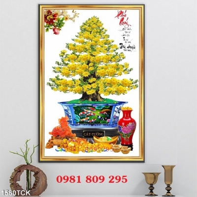 Gạch men ốp tường trang trí hoa mai vàng