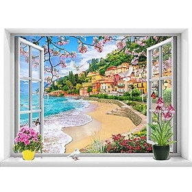 Tranh gạch ốp tường 3d cửa sổ - JDCX44