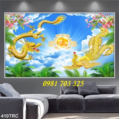 Gạch tranh phong thủy- tranh long pụng sum vầy