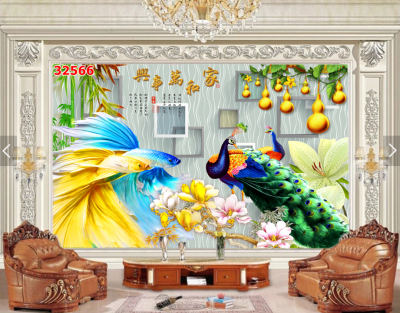 Tranh gạch ốp tường 3d chim công - 522SP