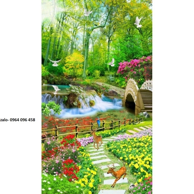 Tranh gạch 3d thác nước khổ đứng  - 532XNN