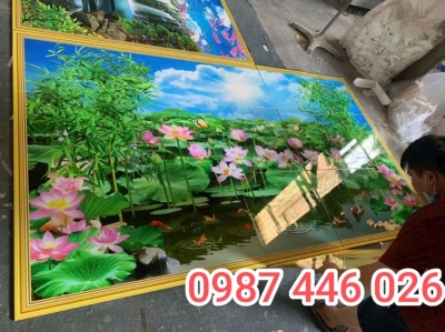 Gạch tranh 3d, tranh ốp tường phòng khách đẹp HP872