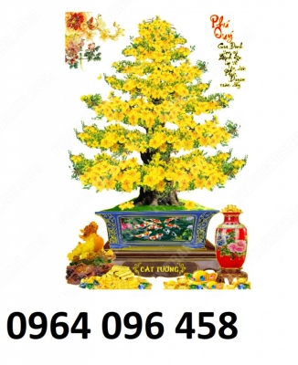 Tranh gạch 3d hoa mai vàng - BVCC4
