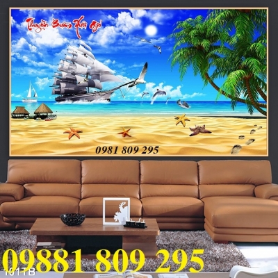 Mẫu tranh gạch 3d thuyền buồm