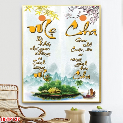 Tranh dán phòng khách - gạch tranh