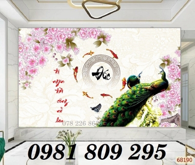 tranh gạch men - tranh 3d chim công