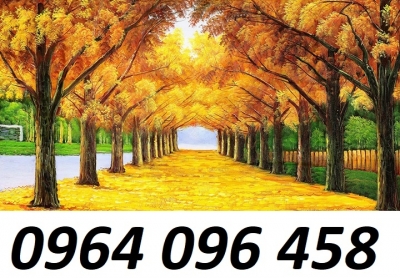 Tranh phong cảnh rừng cây lá vàng gạch tranh 3d - 32KSA