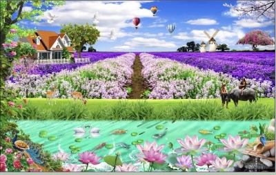 Tranh gạch 3d ốp tường phòng khách - 65QXN