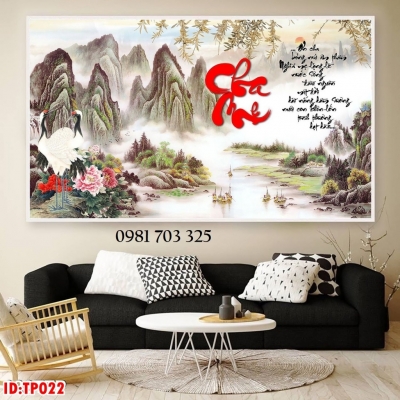 Tranh gạch 3D có câu thơ mẹ cha