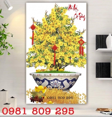 Gạch tranh 3d , tranh gạch 3d khổ dọc hoa mai