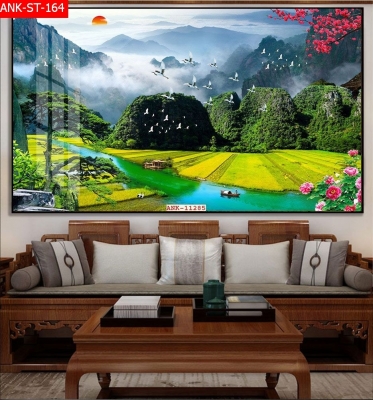 Tranh 3d phong cảnh đồng quê - gạch tranh 3d ốp tường -CBXZ33