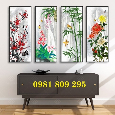 Tranh 3d tứ quý , gạch tranh