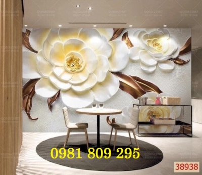 Tranh hoa 3d phòng khách- Gạch tranh ốp tường  JP5655