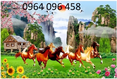 Tranh gạch 3d bát mã - KXDC744