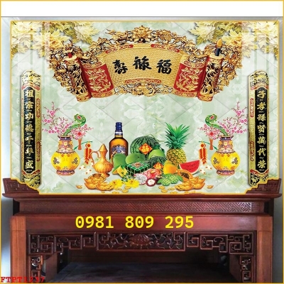 Tranh gạch ốp phòng thờ trang trí