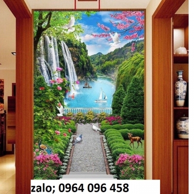 Tranh gạch phong cảnh khổ đứng 3d - NCV5