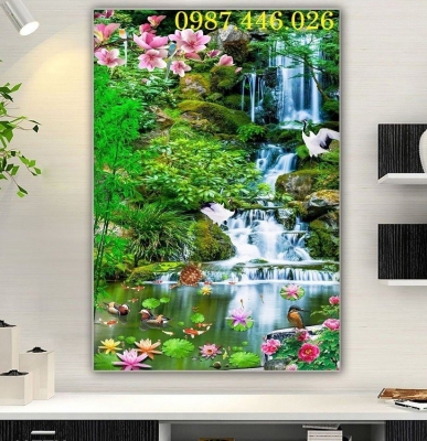 Tranh thác nước- gạch ốp tường