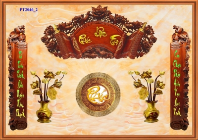 Gạch tranh 3D dán phòng thờ, bia mộ