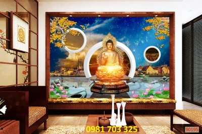 tranh phòng thờ, tranh gạch Phật Giáo ốp tường