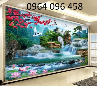Gạch tranh 3d ốp tường phong cảnh - 100MNB