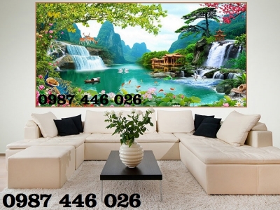 Gach ốp tường tranh gạch 3d thác nước HP9232