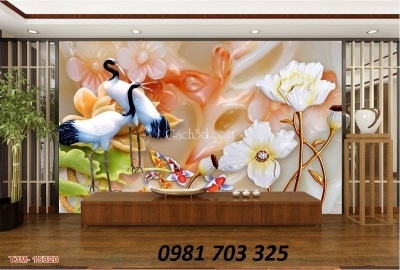 Tranh gạch tùng hạc cao cấp 3D