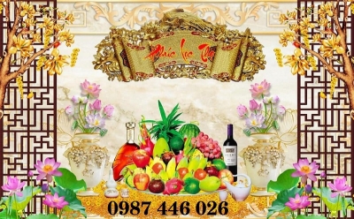 Gạch ốp tường tranh phòng thờ HP082