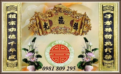 tranh gạch phòng thờ 3d gia tiên