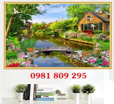 Mẫu tranh thiên nhiên , gạch 3d ốp tường