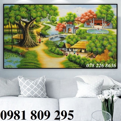 tranh đồng quê - gạch tranh 3d phòng khách