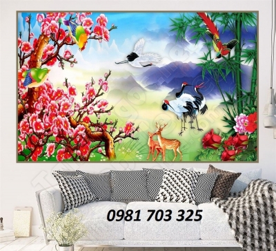 Gạch tranh hoa đào 3d
