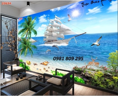 Tranh phong thủy thuyền buồm- gạch tranh