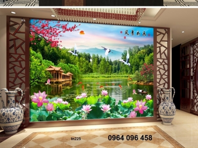 Gạch tranh 3d ốp tường phòng khách - XC544