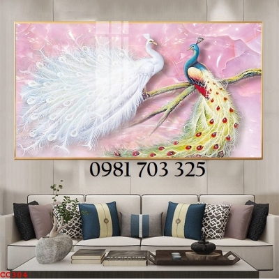 Tranh gạch 3D chim công trang trí