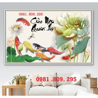 Tranh gạch cá ốp tường , tranh cửu ngư