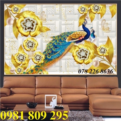 Tranh chim công 3d - tranh gạch chim công FDGFHG5