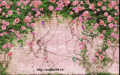 Tranh phong cảnh-Gạch tranh hoa hồng