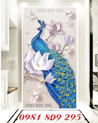 Tranh chim công khổ đứng, tranh gạch