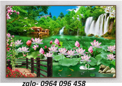 Tranh gạch 3d hoa sen - gạch tranh 3d hoa sen - KHF44