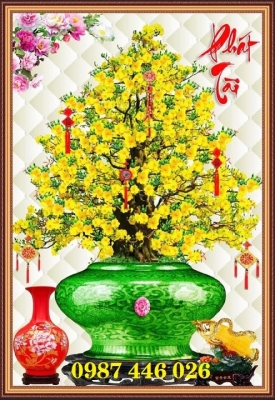 Tranh gạch hoa mai vàng