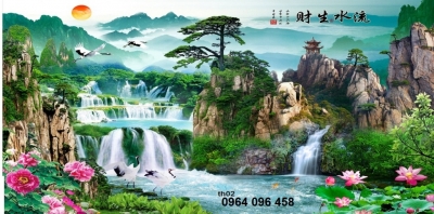 gạch tranh 3d phong cảnh sông nước - 65AB