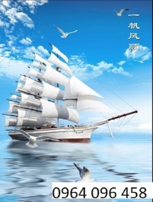 Tranh thuyền buồm 3d - tranh gạch 3d thuyền buồm - SXN54