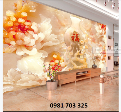 Tranh hoa mẫu đơn- gạch tranh phong thủy ốp tường