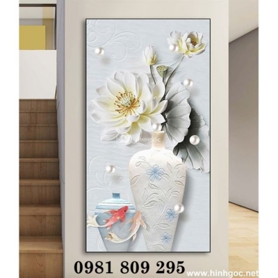 Mẫu tranh bình hoa , gạch 3d trang trí HN999