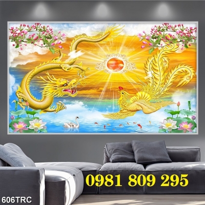 Tranh gạch men rồng phượng HP23365