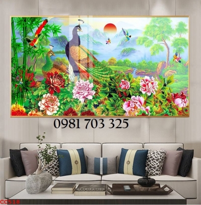 Tranh gạch phong thủy chim công